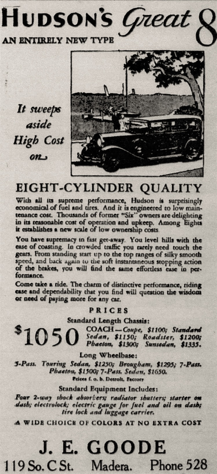 Vintage APRIL 1936 Merit Award HUDSON MOTOR CAR COMPANY on Hotakold Thermos  USA 